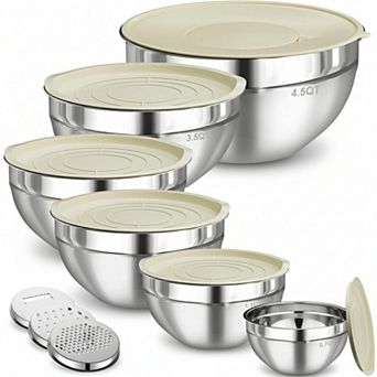 Mixing Bowls with Lids 6 pc Stainless Steel Nesting