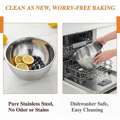 Mixing Bowls with Lids 6 Piece Stainless Steel Nesting