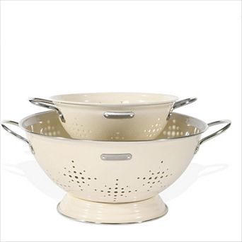 Metal Colander 2 Pack with Handles Heavy Duty Drainer Basket