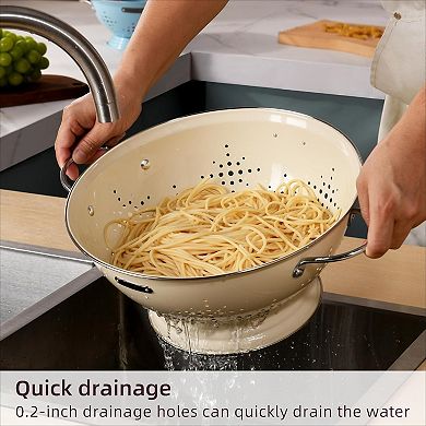 Metal Colander 2 Pack with Handles Heavy Duty Drainer Basket