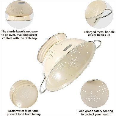 Metal Colander 2 Pack with Handles Heavy Duty Drainer Basket