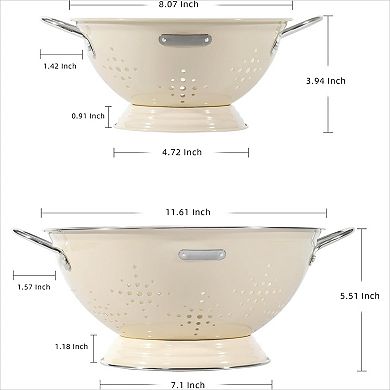 Metal Colander 2 Pack with Handles Heavy Duty Drainer Basket