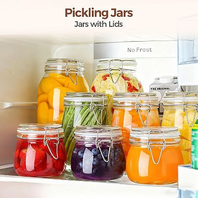 Airtight Glass Jars with Lids Set of 6 with Wire Clips