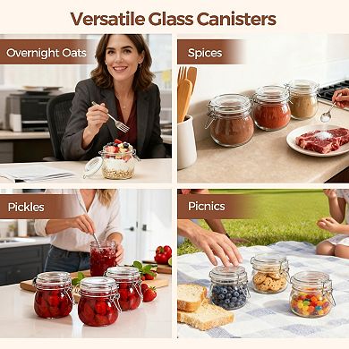Airtight Glass Jars with Lids Set of 6 with Wire Clips
