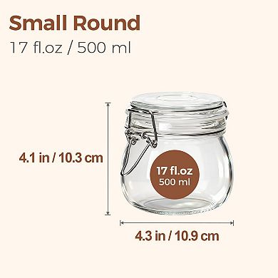 Airtight Glass Jars with Lids Set of 6 with Wire Clips