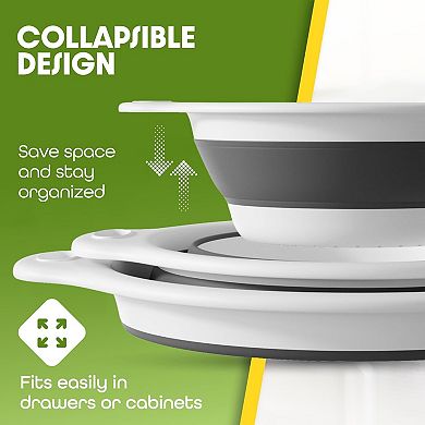 Collapsible Colanders 3 Pack Food Strainers with Over Sink Base