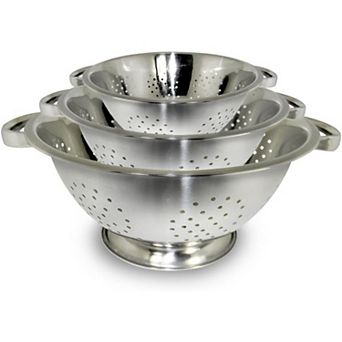 Stainless Steel Colander Set Nesting Design Mirror Polished