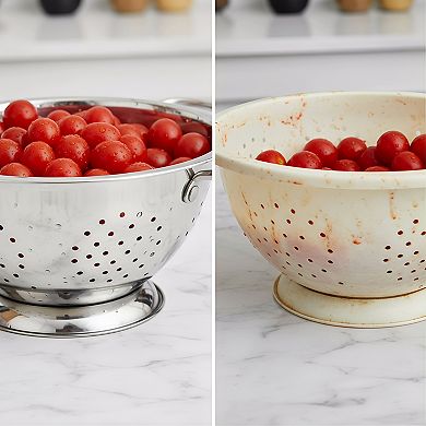 Stainless Steel Colander Set Nesting Design Mirror Polished