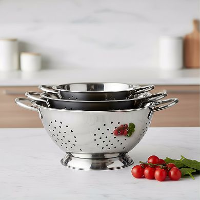 Stainless Steel Colander Set Nesting Design Mirror Polished