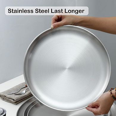 Pizza Pan for Oven 2 Pack Stainless Steel Round Baking Sheet