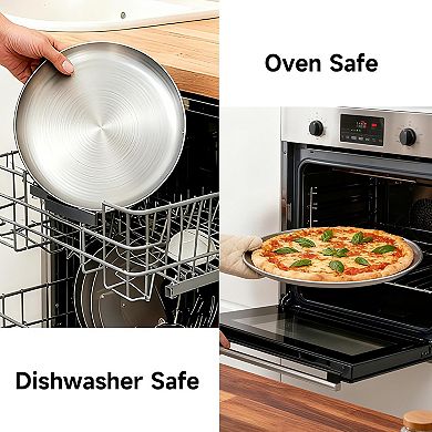 Pizza Pan for Oven 2 Pack Stainless Steel Round Baking Sheet
