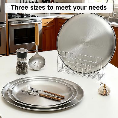 Pizza Pan for Oven 2 Pack Stainless Steel Round Baking Sheet