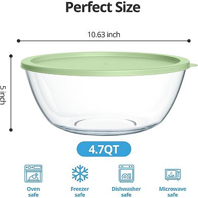 Extra Large Glass Mixing Bowl Clear for Kitchen Salad Bread