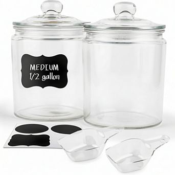 Glass Storage Containers with Lids Set of 2 Half Gallon Jars
