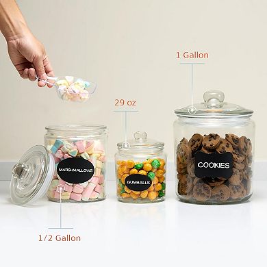 Glass Storage Containers with Lids Set of 2 Half Gallon Jars