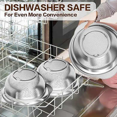 Stainless Steel Colander Set of 3 for Kitchen Straining