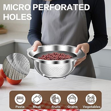 Stainless Steel Colander Set of 3 for Kitchen Straining