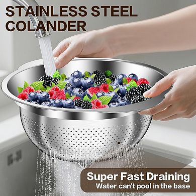 Stainless Steel Colander Set of 3 for Kitchen Straining