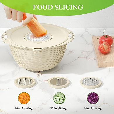 4 in 1 Colander with Bowl Set Rotatable Strainers for Kitchen