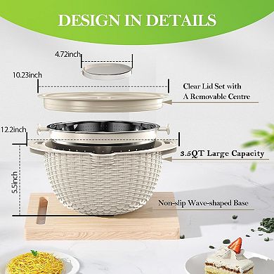 4 in 1 Colander with Bowl Set Rotatable Strainers for Kitchen