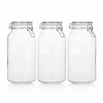 Glass Food Storage Jars 3 Pack with Airtight Clamp Lids