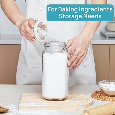 Glass Food Storage Jars 3 Pack with Airtight Clamp Lids