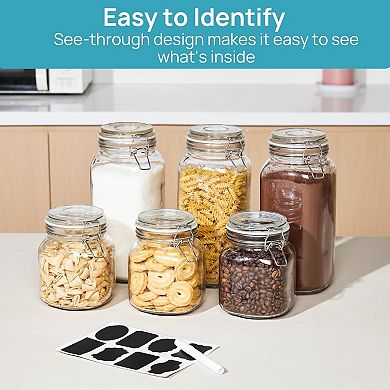 Glass Food Storage Jars 3 Pack with Airtight Clamp Lids
