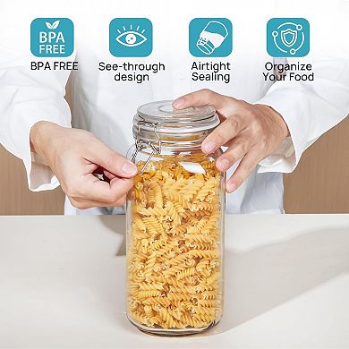 Glass Food Storage Jars 3 Pack with Airtight Clamp Lids