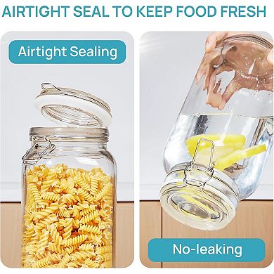 Glass Food Storage Jars 3 Pack with Airtight Clamp Lids
