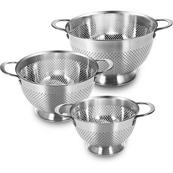 Stainless Steel Colander Set of 3 with Handle Nesting Design
