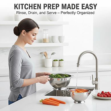 Stainless Steel Colander Set of 3 with Handle Nesting Design