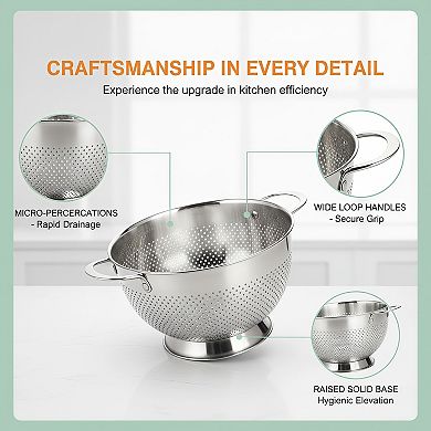 Stainless Steel Colander Set of 3 with Handle Nesting Design