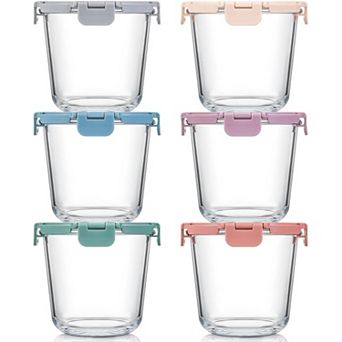 Glass Meal Prep Containers 6 Sets 24oz with Lids Borosilicate