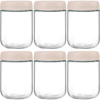 Glass Jars 6 Pack 16oz with Airtight Lids Wide Mouth