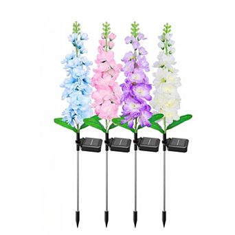 Solar Lights Outdoor 4 Pack Delphinium Garden Decor with 36 LEDs