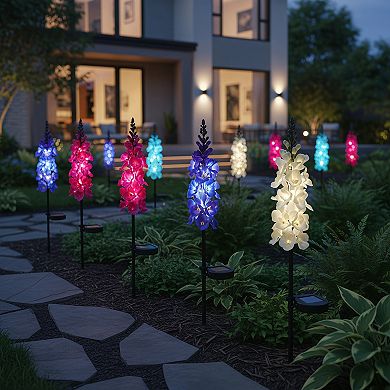 Solar Lights Outdoor 4 Pack Delphinium Garden Decor with 36 LEDs