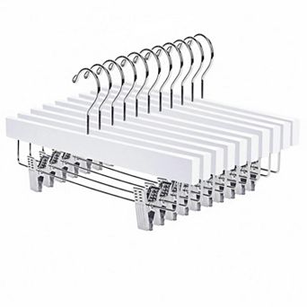 Lotus Wood Pants Skirt Hangers Non Slip Clips Chrome 360 Hook Heavy Duty Pack of 10