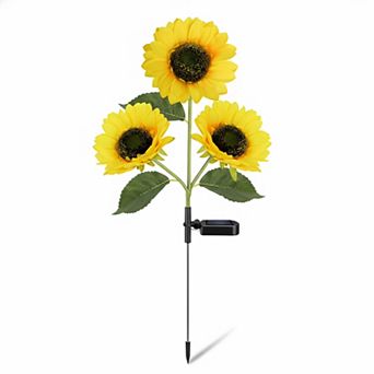 Solar Sunflower Lights 2 Pack Real Looking Outdoor Waterproof