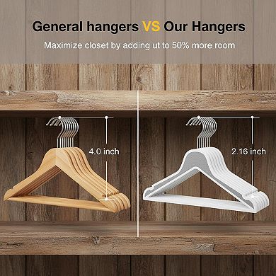 50 Pack Plastic Hangers Heavy Duty Non-slip 0.2" Thin Space Saving Dry Wet Clothes Organizer