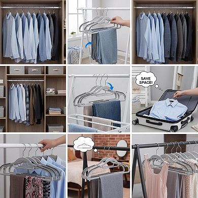 50 Pack Plastic Hangers Heavy Duty Non-slip 0.2" Thin Space Saving Dry Wet Clothes Organizer