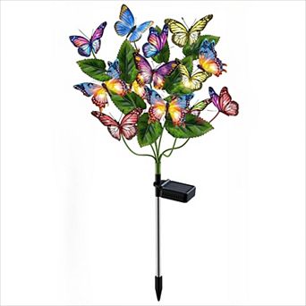 Solar Lights Outdoor 2 Pack with Silk Butterflies Color Changing LEDs