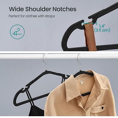 50 Pack Heavy-duty Plastic Clothes Hangers Wide Shoulder Notches Pant Bar 360° Swivel Hook