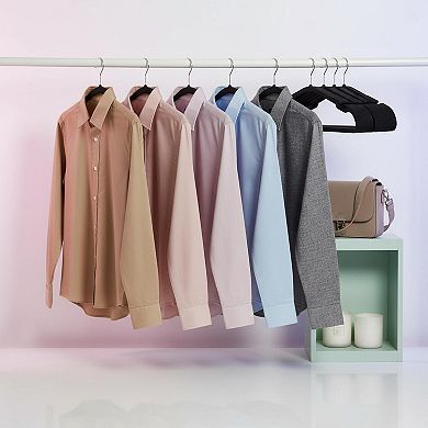 50 Pack Heavy-duty Plastic Clothes Hangers Wide Shoulder Notches Pant Bar 360° Swivel Hook
