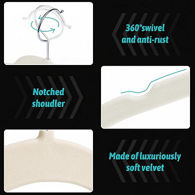 30 Pack Non-slip Flocked Coat Hangers 360° Swivel Hook Space Saving for Tank Top Blouses Dresses
