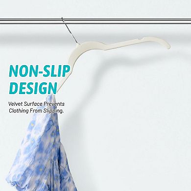 30 Pack Non-slip Flocked Coat Hangers 360° Swivel Hook Space Saving for Tank Top Blouses Dresses