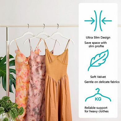 30 Pack Non-slip Flocked Coat Hangers 360° Swivel Hook Space Saving for Tank Top Blouses Dresses
