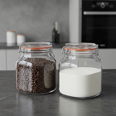 Glass Jar with Lid 2 Pack 79oz Wide Mouth Airtight Mason