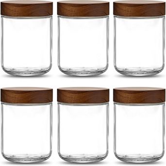 Glass Overnight Oats Containers with Lids 6 Pack 16 oz