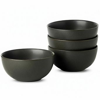 24 Oz Ceramic Stoneware Bowl Set 4 Pack Microwave Dishwasher Safe Matte Black