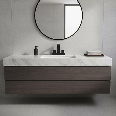 Matte Black Stainless Steel 2 Handle Bathroom Faucet With Pop Up Drain Supply Lines